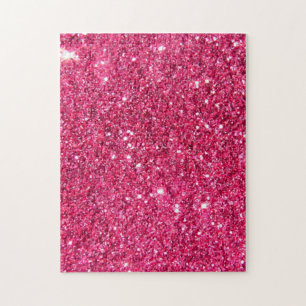 Glamour Hot Pink Glitter Jigsaw Puzzle
