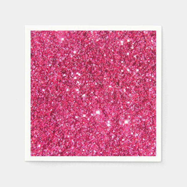 Glamour Hot Pink Glitter Napkin (Front)