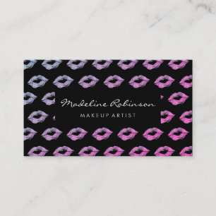 Glamour Hot Pink Violet Glitter Kisses Business Card
