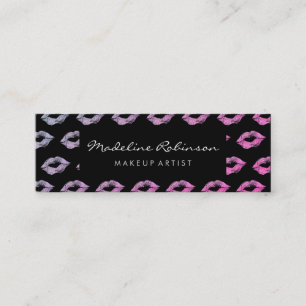 Glamour Hot Pink Violet Glitter Kisses Mini Business Card