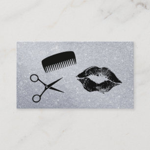 Glamour Kiss Comb Shears Glitter Business Card