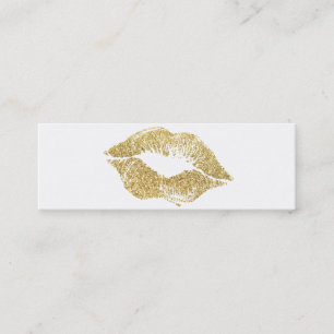 Glamour Lipstick Kiss Gold Glitter Mini Business Card