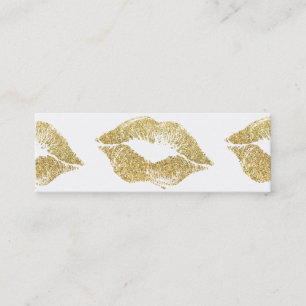 Glamour Lipstick Kisses Gold Glitter Mini Business Card