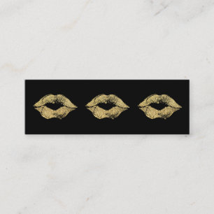 Glamour Lipstick Kisses Gold Glitter Mini Business Card