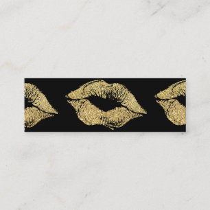 Glamour Lipstick Kisses Gold Glitter Mini Business Card