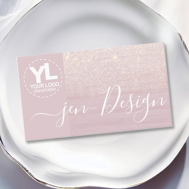 Glamour Luxury Rose Gold Pink Glitter Glam Logo Business Card (Creator Uploaded)