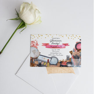 Glamour Makeup Birthday Party Invitation