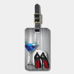 glamour martini cocktail party girl stilletos luggage tag