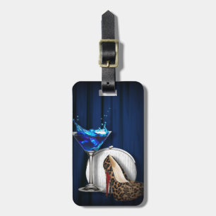 glamour martini cocktail party girl stilletos luggage tag