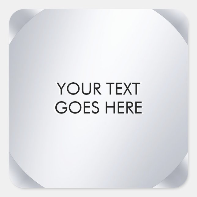 Glamour Metallic Silver Your Custom Text Template Square Sticker (Front)