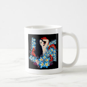 Glamour Model in Poppy flower bed, ART by LeahG Coffee Mug