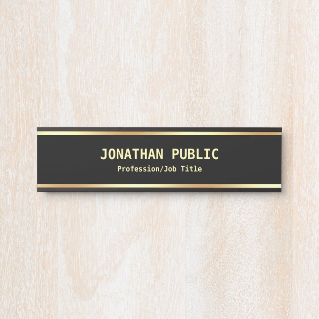 Glamour Modern Black And Gold Design Template Door Sign (Front)