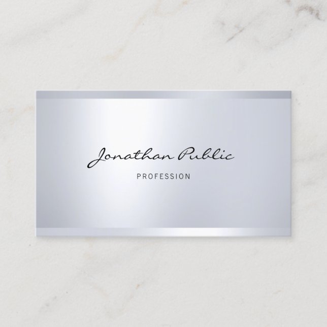Glamour Modern Silver Look Elegant Simple Plain Business Card (Front)
