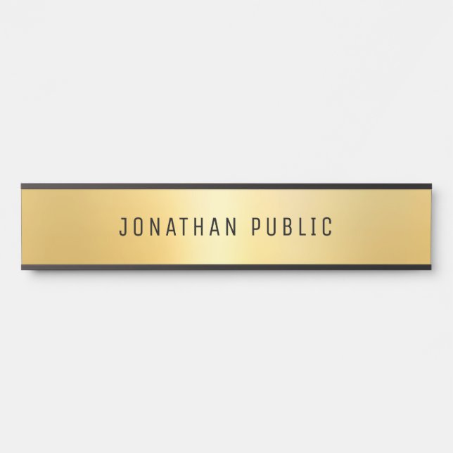 Glamour Modern Trendy Black And Gold Template Door Sign (Front)