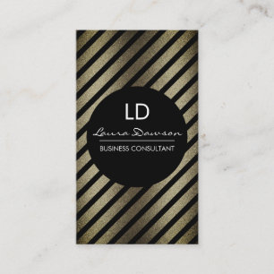 Glamour Monogram Circle and Stripes Business Card