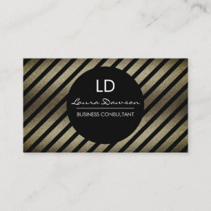 Glamour Monogram Circle and Stripes Business Card