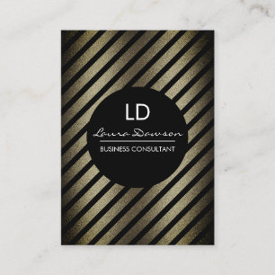 Glamour Monogram Circle and Stripes Business Card