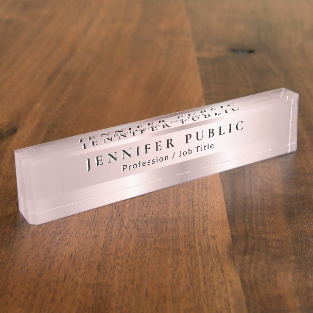 Glamour Name Surname Template Rose Gold Luxury Nameplate (Side)