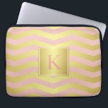 Glamour Pink and Gold Chevrons with Monogram Laptop Sleeve<br><div class="desc">Protect your laptop or tablet device in glamourous style with this pink and gold chevron stripes pattern and custom monogram that you can edit with your desired initial or other text.</div>