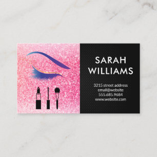 Glamour Pink Glitter Eye Lash Beauty Business Card