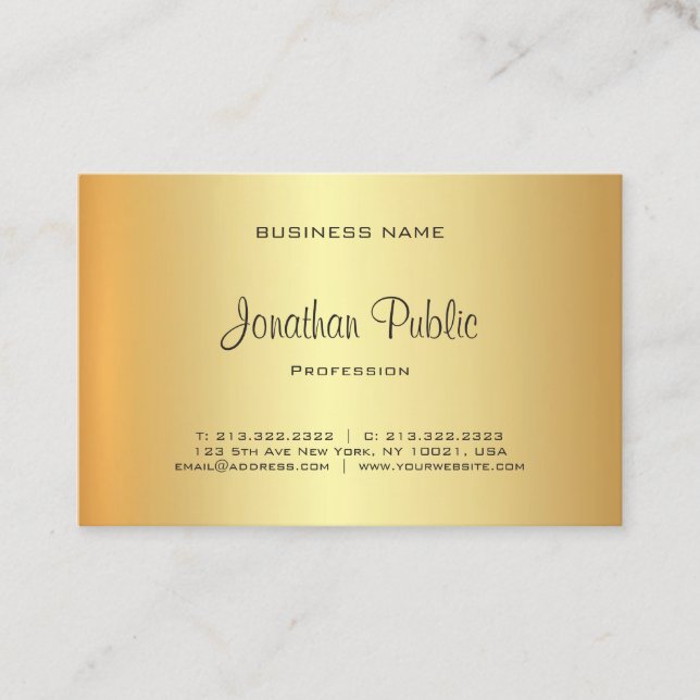 Glamour Professional Gold Look Elegant Modern Business Card (Front)
