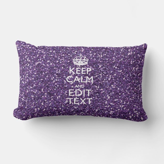 Glamour Purple Keep Calm Personalised Lumbar Cushion (Front)