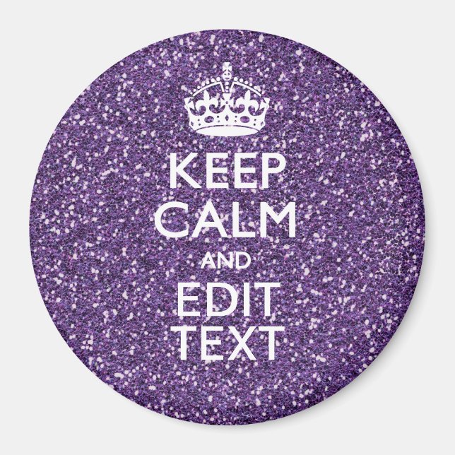 Glamour Purple Keep Calm Personalised Magnet (Front)