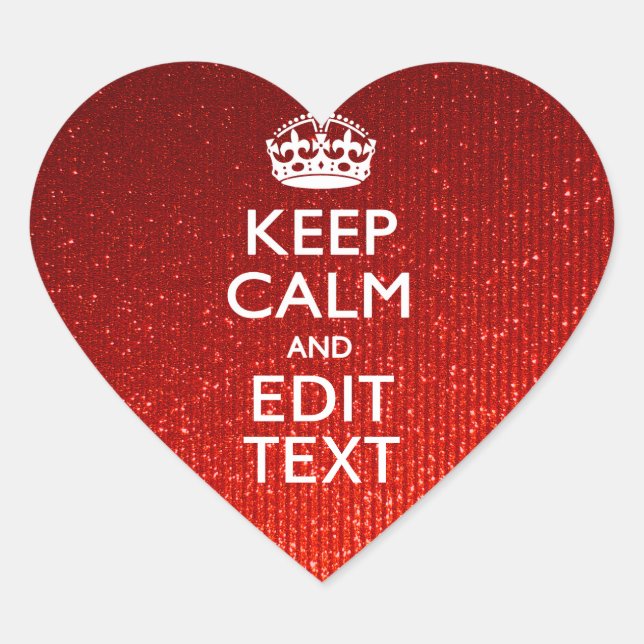 Glamour Red Festive Personalised Keep Calm Heart Sticker (Front)