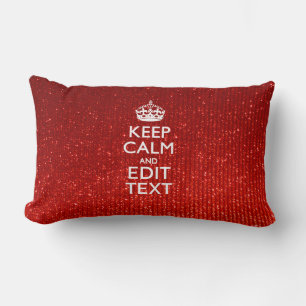 Glamour Red Festive Personalised Keep Calm Lumbar Cushion