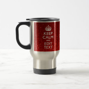 Glamour Red Festive Personalised Keep Calm Travel Mug