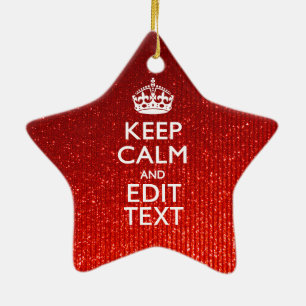 Glamour Red Festive Personalized Keep Calm Ceramic Tree Decoration