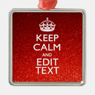 Glamour Red Festive Personalized Keep Calm Metal Tree Decoration