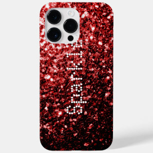 Glamour Red Glitter sparkles Personalise Case-Mate iPhone 14 Pro Max Case