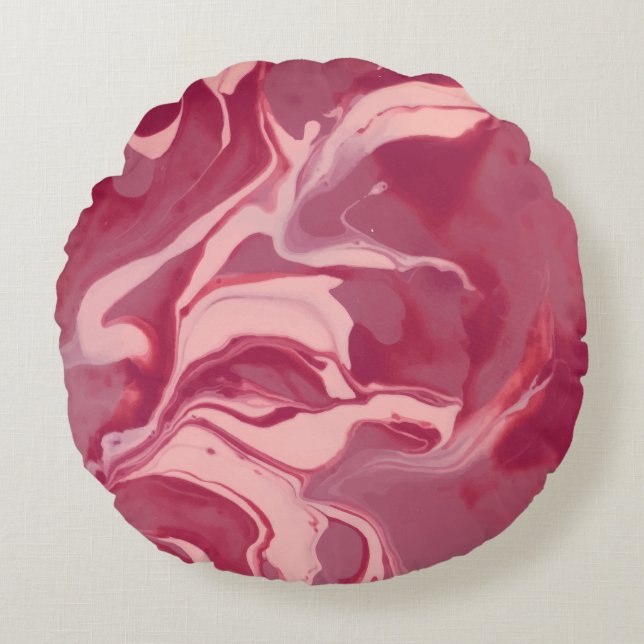Glamour Red Velvet Marble Round Cushion (Front)