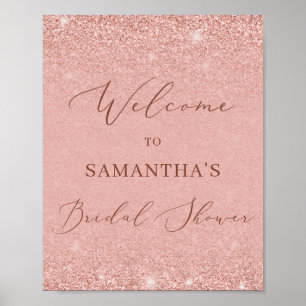 Glamour rose gold bridal shower welcome sign