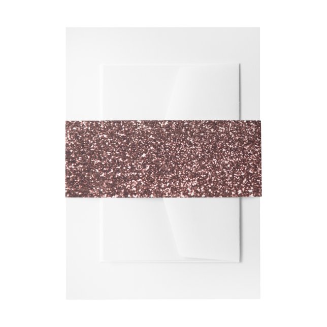 Glamour Rose Gold Glitter Image Wedding Invitation Belly Band (Front Example)