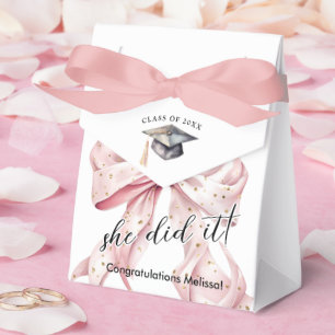 Glamour Rosegold Bow Graduation Favour Box