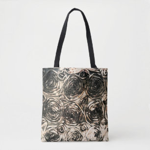 Glamour Roses Gold Bronze Floral Glam Tote Bag