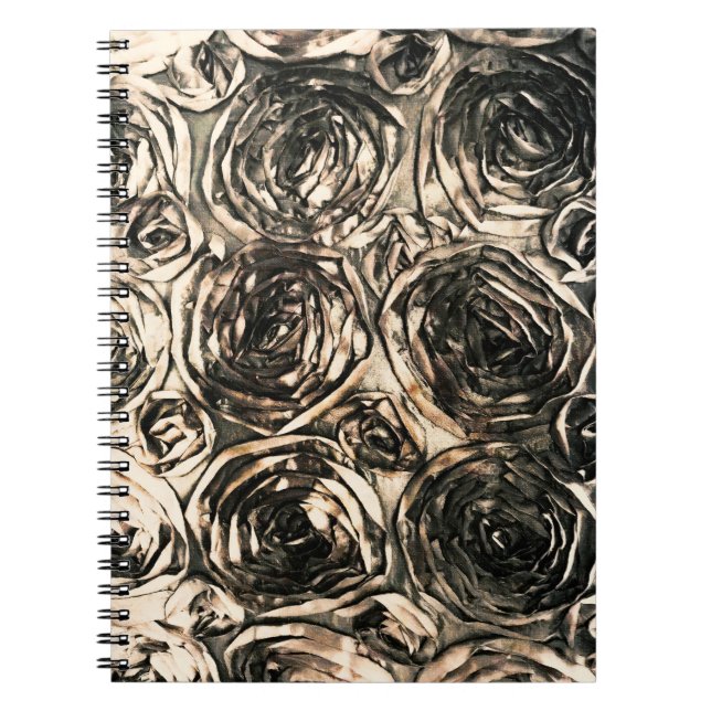 Glamour Roses Gold Bronze Rustic Floral Glam Notebook (Front)