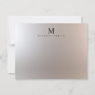 Glamour Silver Custom Modern Elegant Monogram Card
