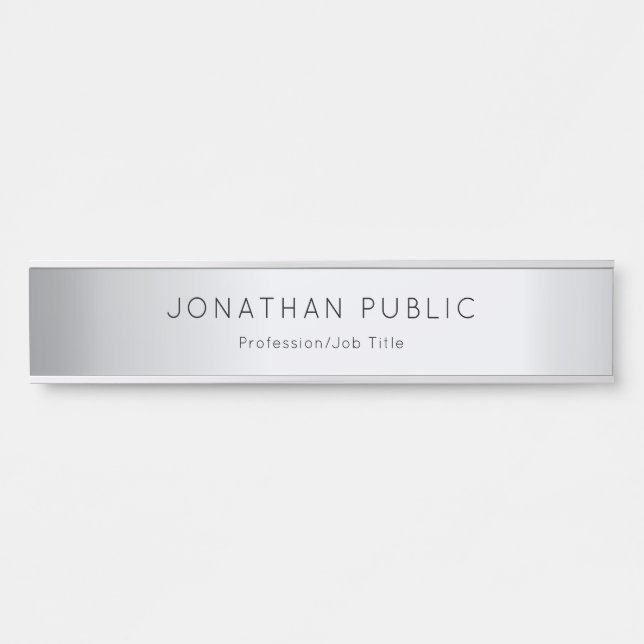 Glamour Silver Template Trendy Elegant Modern Long Door Sign (Front)
