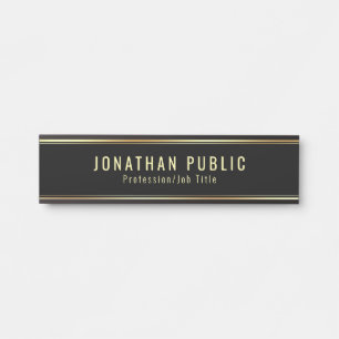 Glamour Template Modern Black And Gold Elegant Door Sign