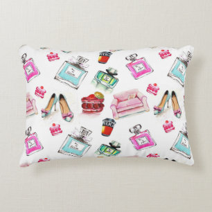 Glamour Watercolor: Fashion Seamless Pattern Decorative Cushion