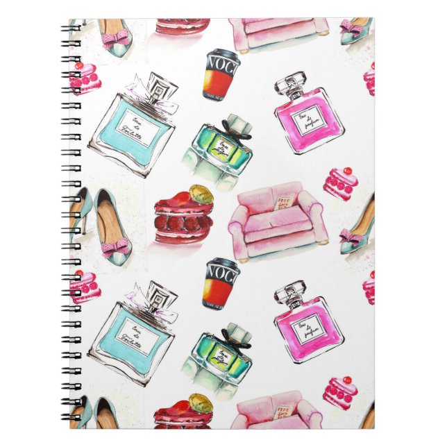 Glamour Watercolor: Fashion Seamless Pattern Notebook (Front)