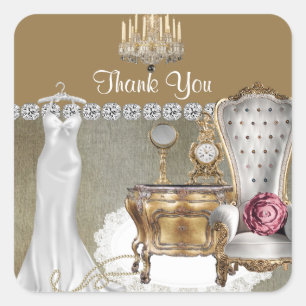 GLAMOUR WEDDING  SHOWER FAVOR THANK YOU STICKERS