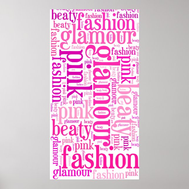 Glamour word cloud poster (Front)