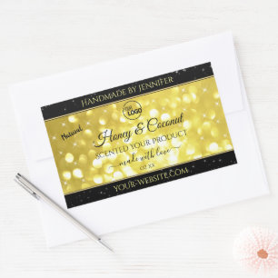 Glamour Yellow Gold Glitter Logo Product Labels