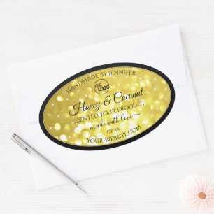Glamour Yellow Gold Glitter Logo Product Labels