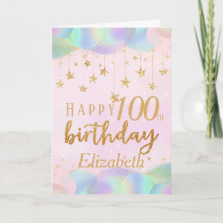 Glamourous 100th Birthday Gold Glitter Card