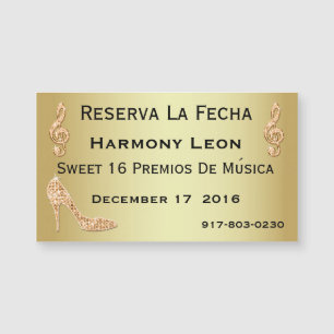 Glamourous 16th Save The Date Gold Stiletto
